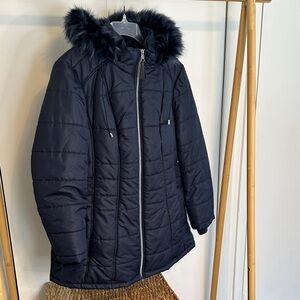 Dark Blue Coat  with Faux Fur size 1x